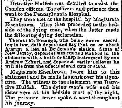 Philadelphia Inquirer, August 9, 1889 — By His Victim's Bedside, part 2