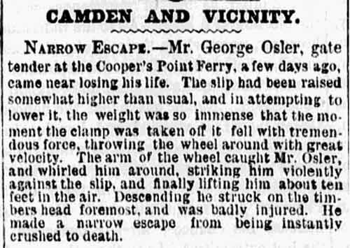 Philadelphia Inquirer, August 11, 1869 — Narrow Escape
