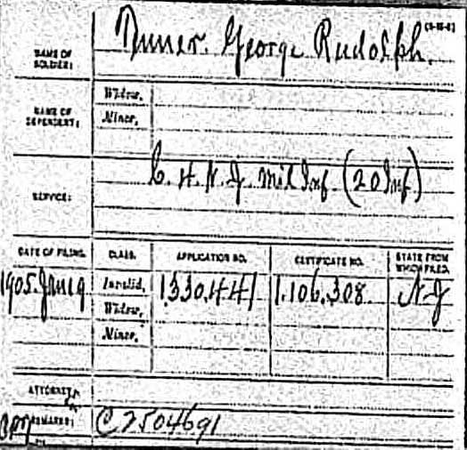 Civil War pension record for George R. Tenner, January 19, 1905