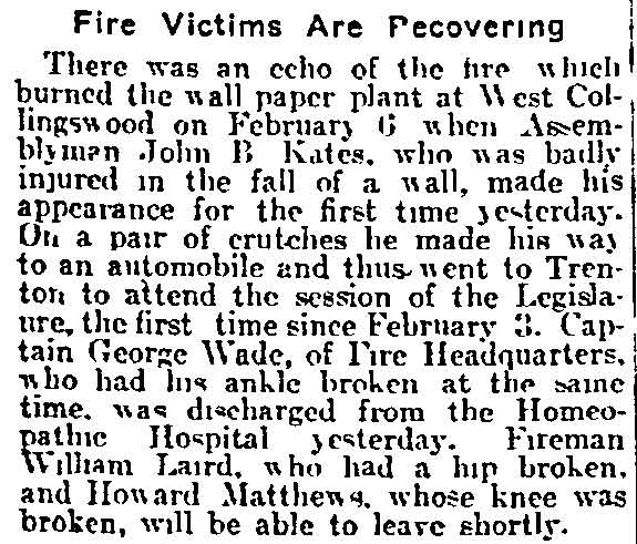 Fire Victims Are Recovering — Philadelphia Inquirer, March 31, 1915