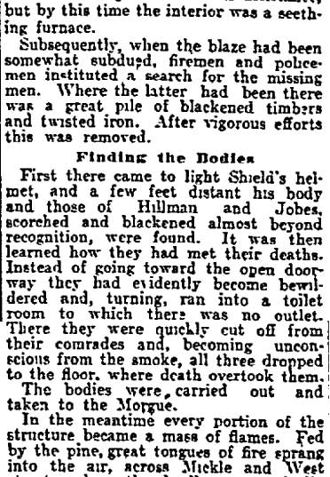 Philadelphia Inquirer, March 19, 1906 — Three Firemen Met Death in Camden Blaze (continued)
