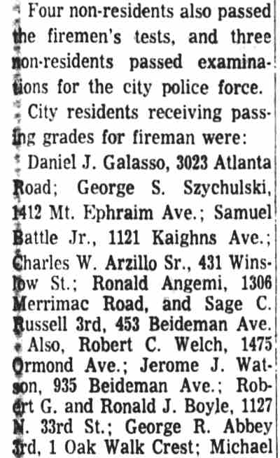 18 Qualify As Camden Firemen, Camden Courier-Post, August 16, 1968, page 2