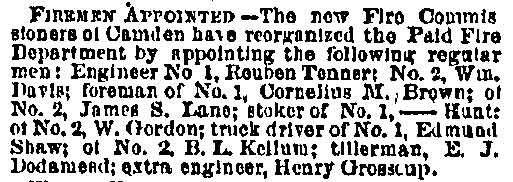 Philadelphia Inquirer, March 24, 1877 — Firemen Appointed