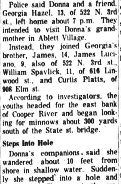 Girl Drowns In Cooper River article continuation, Camden Courier-Post May 22 1962