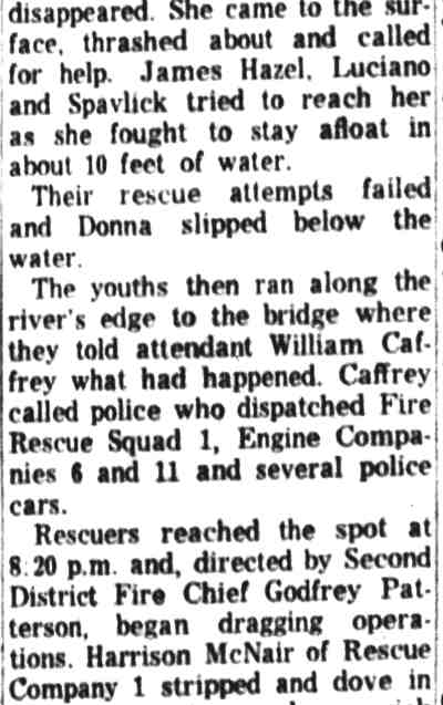 Girl Drowns In Cooper River article continuation, Camden Courier-Post May 22 1962