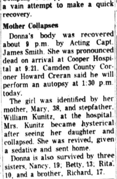 Girl Drowns In Cooper River article continuation, Camden Courier-Post May 22 1962