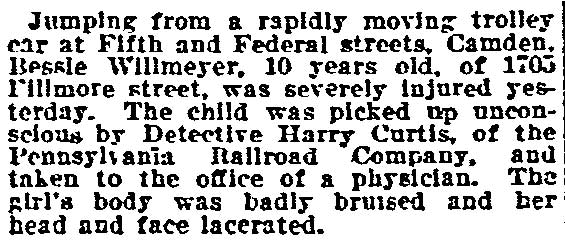 Newspaper article about firefighter Harry Curtis, killed 1906, from 1705 Fillmore Street area