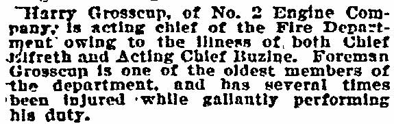 Philadelphia Inquirer clipping, October 30, 1898 — Harry Grosscup acting chief