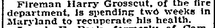 Philadelphia Inquirer clipping, December 29, 1895 — Fireman Harry Grosscup recuperating
