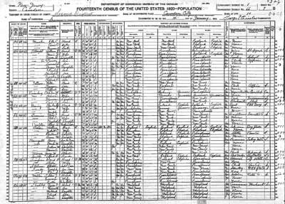 Henry Baumgartel 1920 Census record