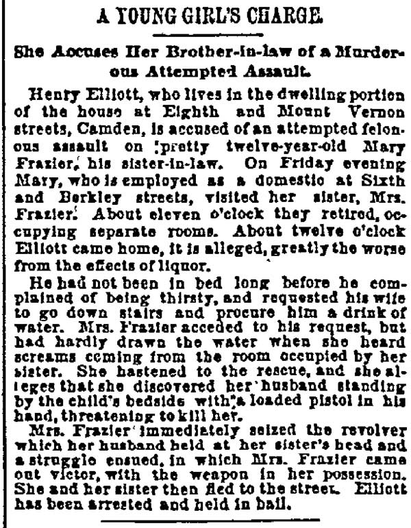 A Young Girl's Charge — Philadelphia Inquirer, September 2, 1889