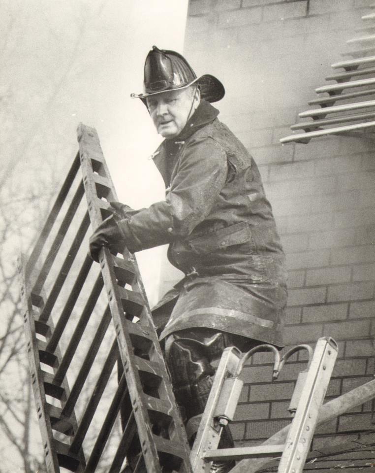 Henry J. Keating Sr. at a fire, January 18, 1974