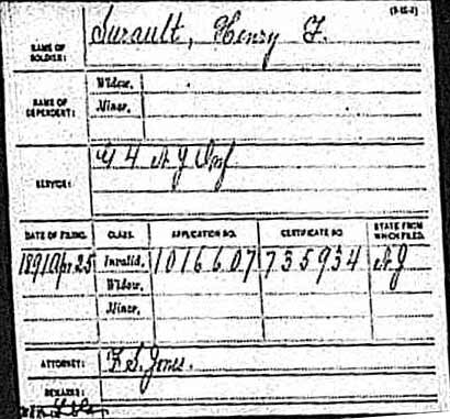 Civil War Pension Record — Henry F. Surault