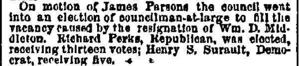Philadelphia Inquirer April 1877 — Camden Council Election — Henry Surault