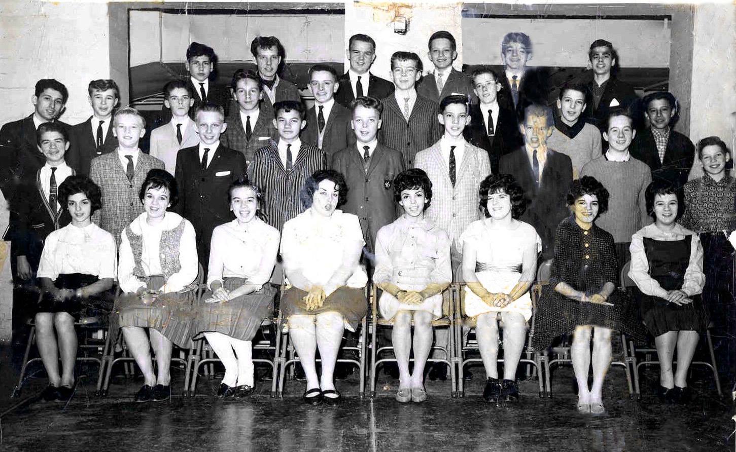 Alfred Carmer Junior High School Graduation Photo, Class of 1961 — 2nd Row, Fourth From Left: Henry Yip