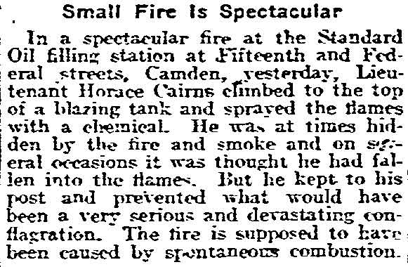 Small Fire Is Spectacular, Philadelphia Inquirer, March 26, 1918