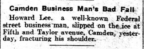 Camden Business Man's Bad Fall — Philadelphia Inquirer, February 10, 1905