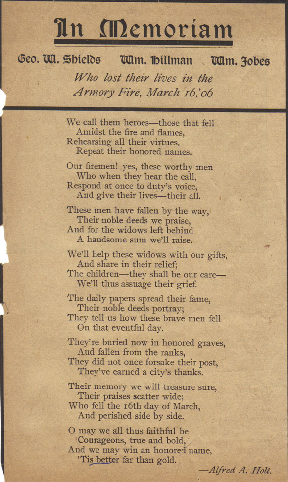 In Memoriam poem by Alfred A. Holt, 1906