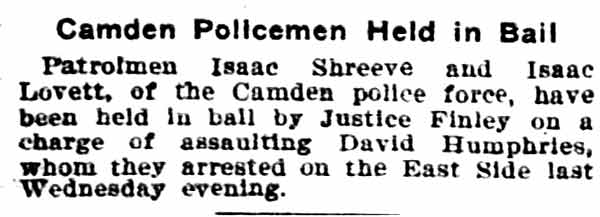 Philadelphia Inquirer, September 10, 1900 — Camden Policemen Held in Bail