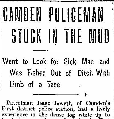 Philadelphia Inquirer, December 27, 1903 — Camden Policeman Stuck in the Mud, column 1