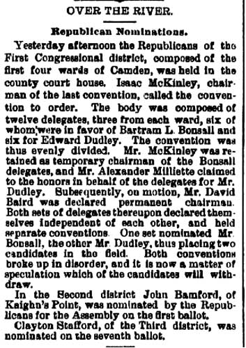 Philadelphia Inquirer October 27, 1882 — Over the River, Republican Nominations