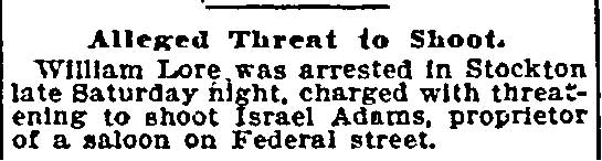 Newspaper article about threat against Israel Adams