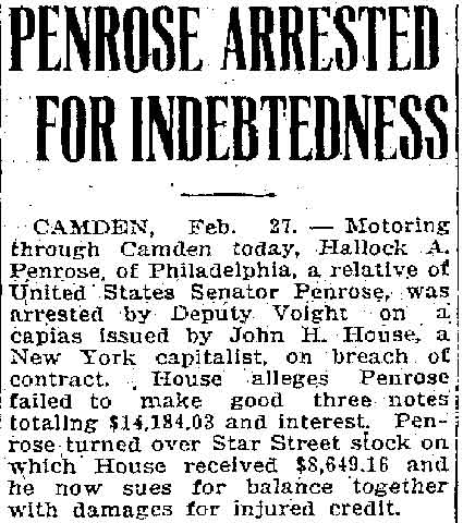 Philadelphia Inquirer, February 27, 1915