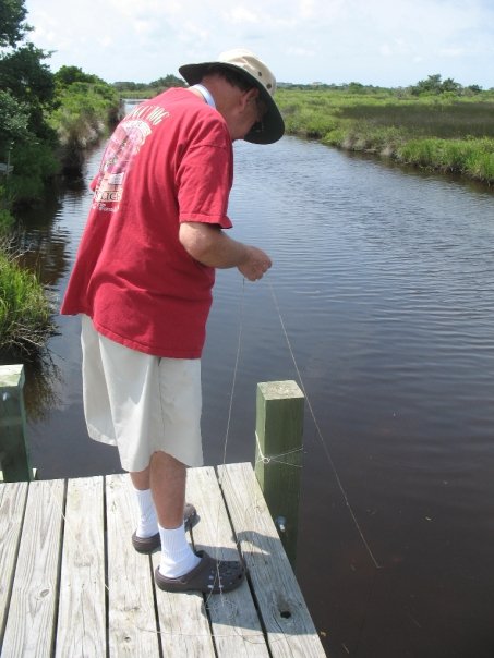 Joe Gallagher trying line crabbing