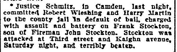 Philadelphia Inquirer, March 15, 1904, article mentioning the Stockton family