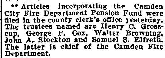 Philadelphia Inquirer, June 17, 1906 — Camden Fire Department Pension Fund