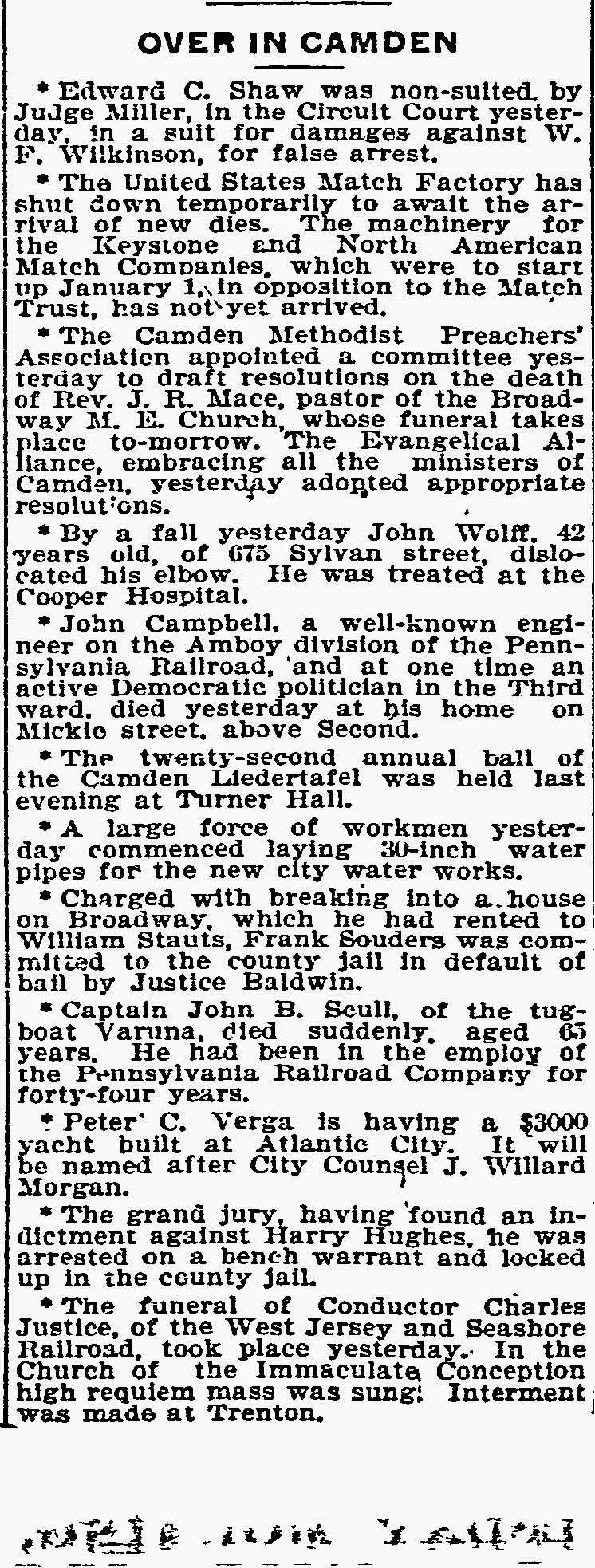 Philadelphia Inquirer, January 19, 1897 — Over in Camden