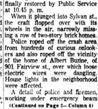 Camden Courier-Post, October 1, 1953 — Pilot Injured as Craft Crashes Near Home (part 4)