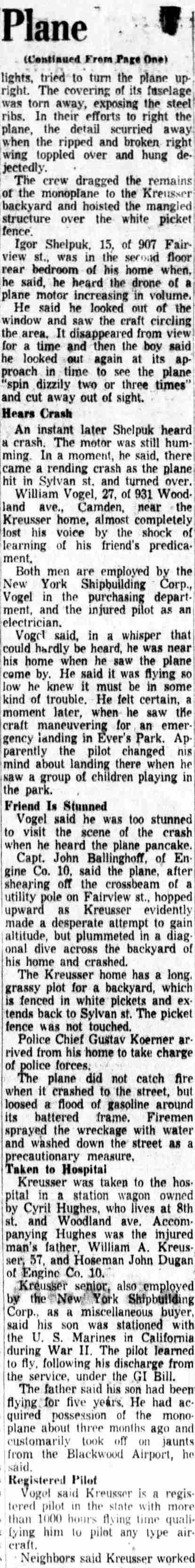 Plane crash article (continued from page one)