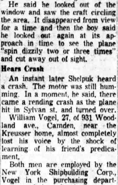 Camden Courier-Post, October 1, 1953 — Plane crash article (part 6)