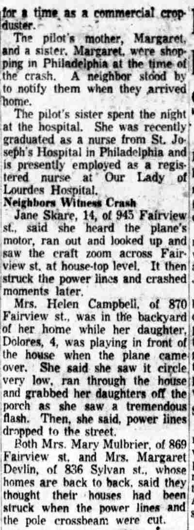 Camden Courier-Post, October 1, 1953 — Plane crash article (part 11)