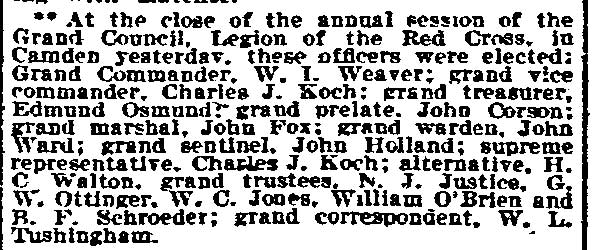 Grand Council, Legion of the Red Cross — Philadelphia Inquirer, March 18, 1909