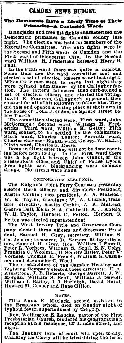 The Democrats Have a Lively Time at Their Primaries — Philadelphia Inquirer, January 14, 1890