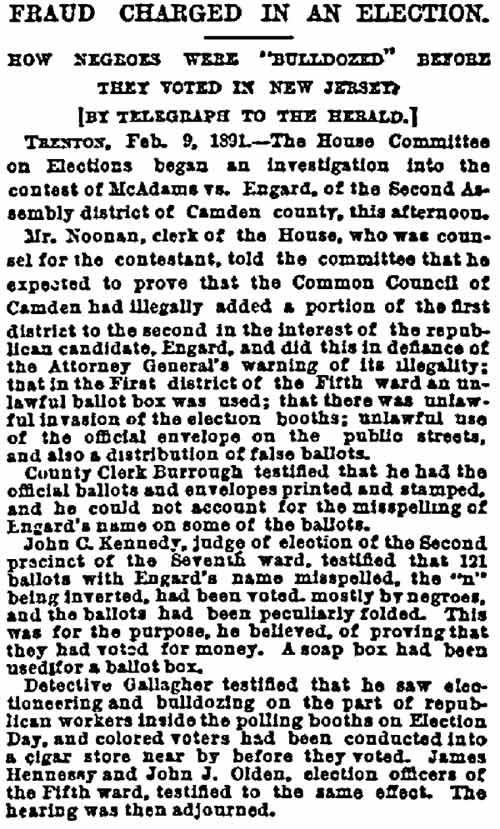 Fraud Charged in an Election — New York Herald, February 10, 1891