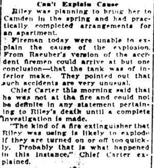Camden Courier January 20, 1925 — Fireman Dies in Explosion of Chemicals — column 4