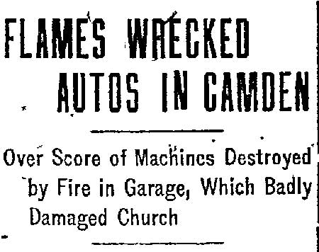 Philadelphia Inquirer, March 17, 1910 — Flames Wrecked Autos in Camden