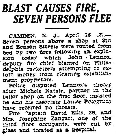 Trenton Times, April 26, 1932 — Blast Causes Fire, Seven Persons Flee
