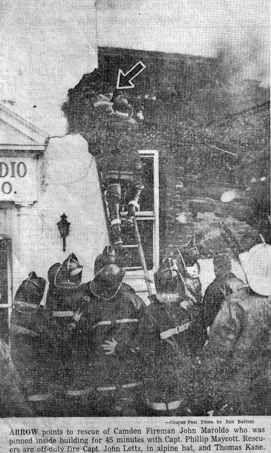 Rescue of Camden Fireman John Maroldo from collapse, May 30, 1970