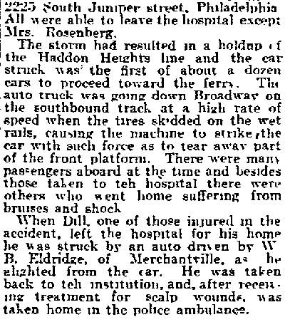 Philadelphia Inquirer, June 15, 1917 — Ten Injured in Clash of Truck and Trolley (page 2)