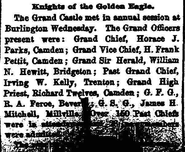 Knights of the Golden Eagle — Trenton Times, September 9, 1888