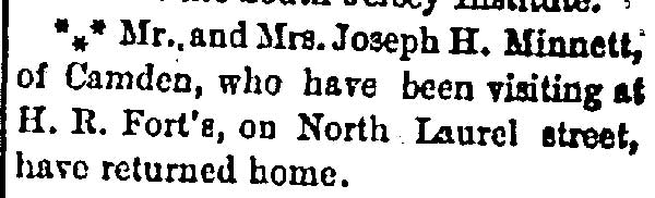 Social note — Bridgeton Evening News, September 21, 1892