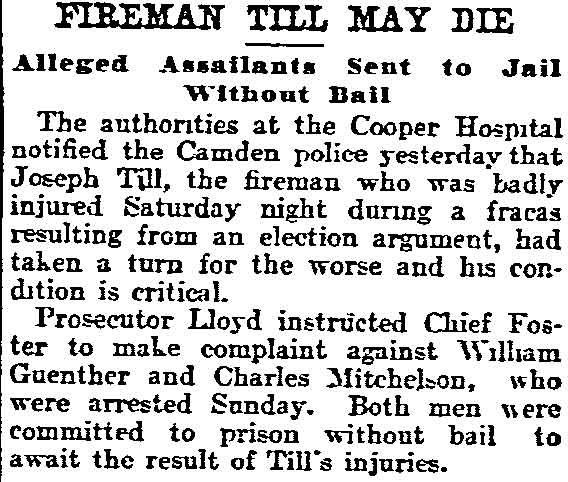 Fireman Till May Die, Philadelphia Inquirer, November 5, 1903