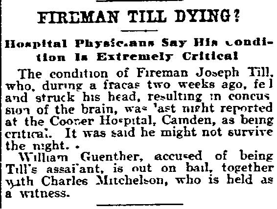 Fireman Till Dying?, Philadelphia Inquirer, November 13, 1903