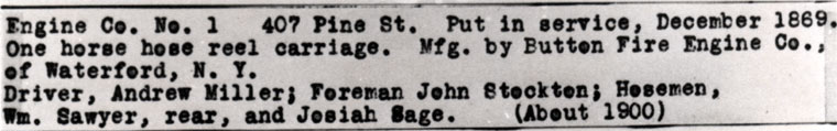 Key identifying Engine Company 1 personnel