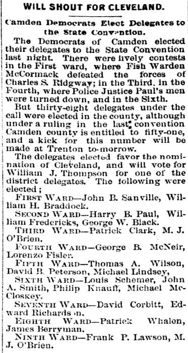 Will Shout for Cleveland — Philadelphia Inquirer, May 24, 1891