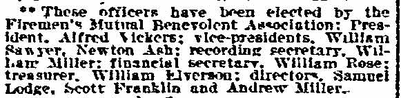 Philadelphia Inquirer, January 6, 1910 — Firemen's Mutual Benevolent Association officers